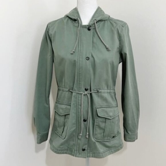 Levi's Green Utility Jacket w/ Pockets Full Zip & Snaps Hooded Women's Size M - Picture 1 of 5